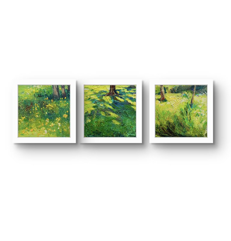 Green Awakening Acrylic On Canvas Panel 6X6 Each